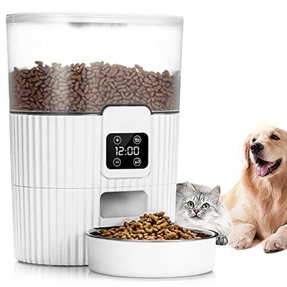 Automatic Cat Feeder with Stainless Steel Bowl and Pet Food Dispenser