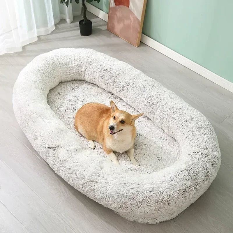 Human Dog Kennel Plush round Pet Kennel Dog Bed Winter Warm Sponge Dog Pads Pet Supplies Pet Mattresses