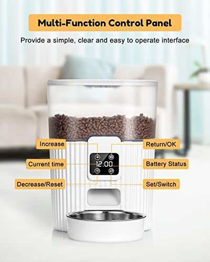 Automatic Cat Feeder with Stainless Steel Bowl and Pet Food Dispenser