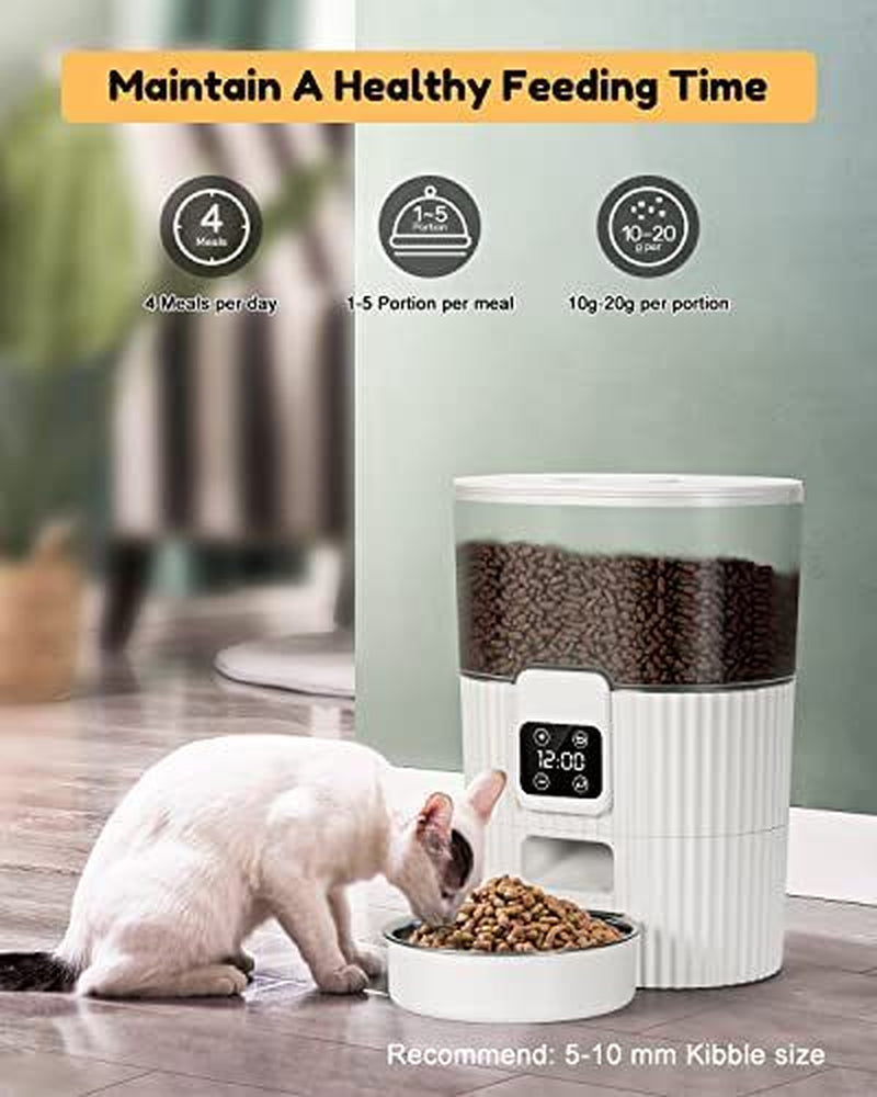 Automatic Cat Feeder with Stainless Steel Bowl and Pet Food Dispenser