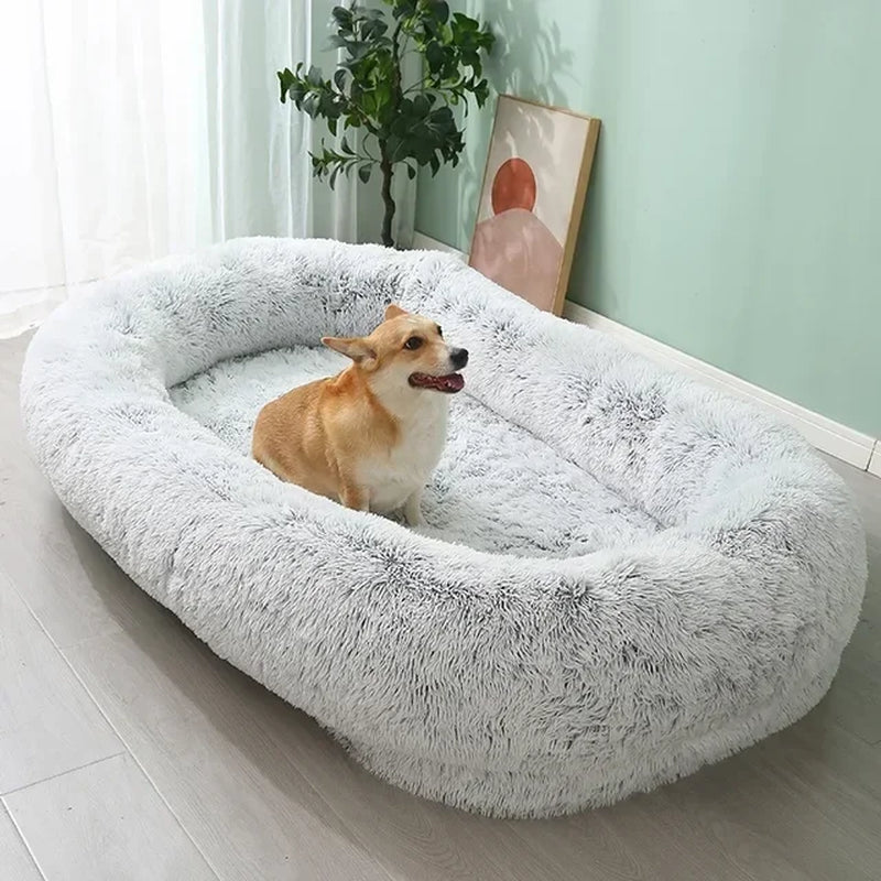 Human Dog Kennel Plush round Pet Kennel Dog Bed Winter Warm Sponge Dog Pads Pet Supplies Pet Mattresses