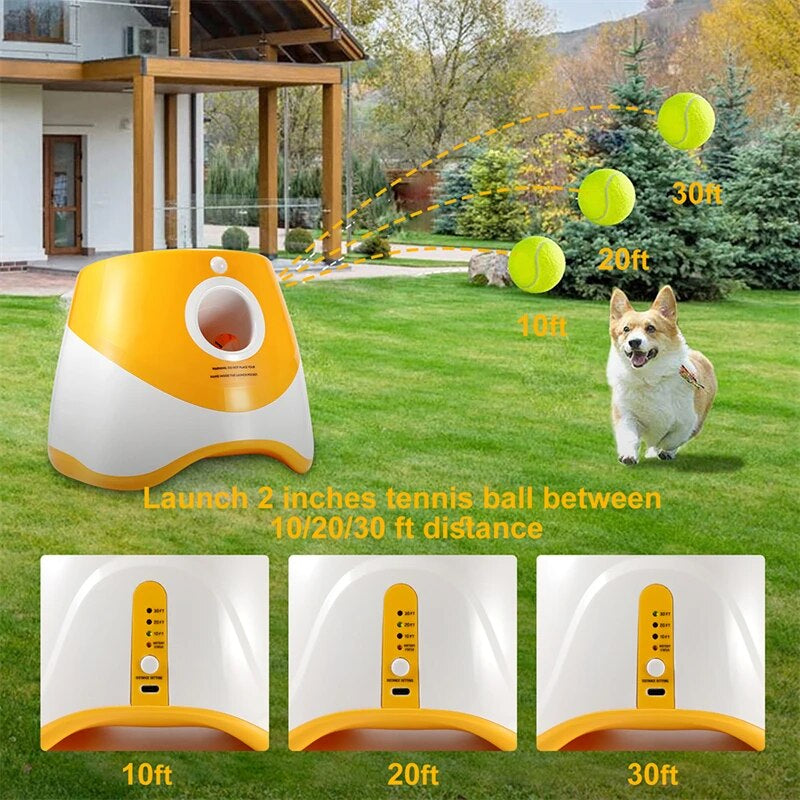 Dog Tennis Launcher Automatic Pet Dogs Chase Toy Mini Tennis Throwing Pinball Machine Fun Interactive Throw Rechargable Catapult