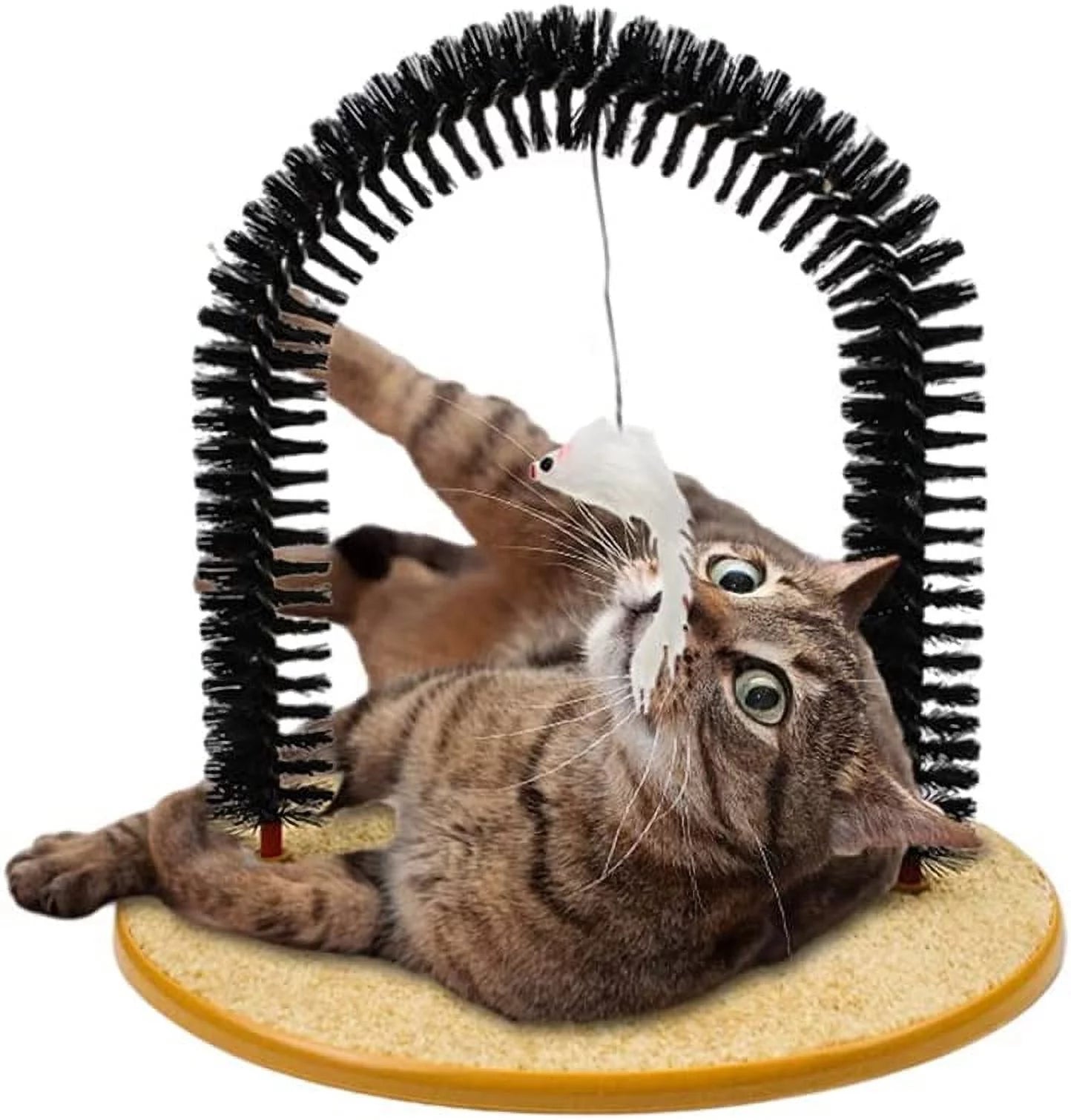 Interactive Cat Toys,Cat Arch Self Groomer Cat Brush,Cat Scratcher Toys,Cat Brush for Grooming with Cat Scratch Pad and Catnip,Cat Brush for Shedding,Cat Scratching Post