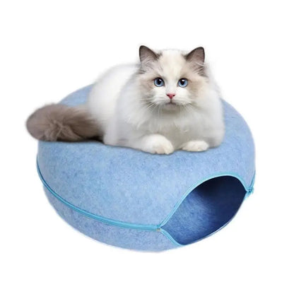 Pet Cat Tunnel Bed with Smart Zipper Design Donut Interactive Game Toy Indoor Kitten Training Sports Equipment Pet Supplies